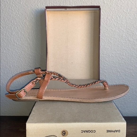 Zigi Soho Daphne Cognac Tan & Brass Chain Braided Sandals Size 6 - Picture 5 of 12